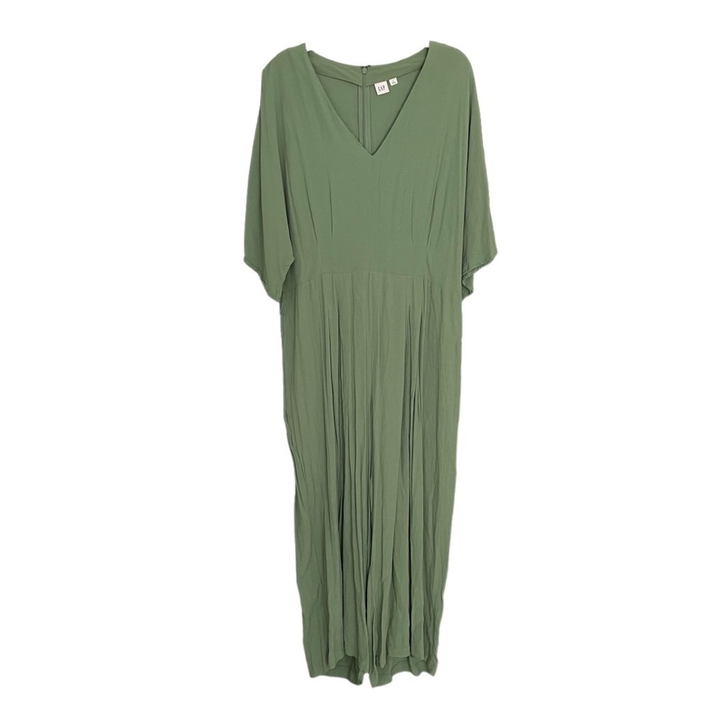 GAP Green V-Neck Short Sleeve Wide Leg Jumpsuit Size 18